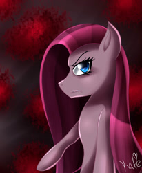 Size: 827x1002 | Tagged: safe, artist:katethedeath1, pinkie pie, earth pony, pony, g4, angry, female, mare, pinkamena diane pie, solo