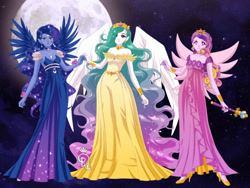 Size: 800x600 | Tagged: safe, artist:levanta-zilver, princess cadance, princess celestia, princess luna, human, equestria girls, g4, anime, sailor moon (series), sailor senshi maker, solo