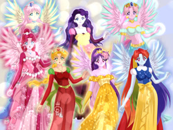 Size: 800x600 | Tagged: safe, artist:badharleyluck31, applejack, fluttershy, pinkie pie, rainbow dash, rarity, twilight sparkle, human, equestria girls, g4, anime style, mane six, sailor moon (series), sailor senshi maker