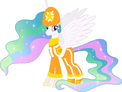 Size: 1200x903 | Tagged: safe, artist:andoanimalia, artist:skylarthenickjrfan2006, edit, princess celestia, alicorn, pony, g4, closed mouth, clothes, cosplay, costume, crossover, cute, cutelestia, dj lance rock, female, hat, mare, shoes, simple background, smiling, solo, transparent background, vector, yo gabba gabba!