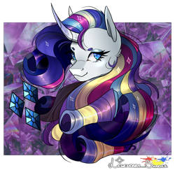 Size: 1028x1000 | Tagged: safe, artist:legendaryshadee, rarity, pony, g4, bust, portrait, rainbow power, solo