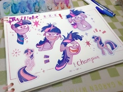 Size: 2880x2160 | Tagged: safe, artist:miss-aciturn, twilight sparkle, alicorn, pony, unicorn, a trivial pursuit, g4, lesson zero, female, horn, mare, marker drawing, photo, sketch page, solo, traditional art, twilight snapple, twilight sparkle (alicorn), twilight sparkle is best facemaker