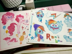 Size: 4032x3024 | Tagged: safe, artist:miss-aciturn, pinkie pie, rainbow dash, earth pony, pegasus, pony, g4, photo, rainbow dash is best facemaker, traditional art, watercolor painting