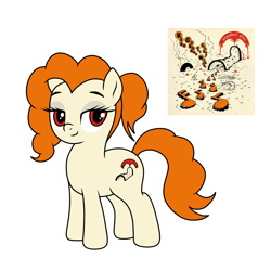 Size: 2000x2000 | Tagged: safe, artist:vomitvomiting, oc, oc only, earth pony, pony, g4, album cover, earth pony oc, female, female oc, gumboot soup, king gizzard & the lizard wizard, mare, mare oc, orange mane, ponified, ponified album cover, pony oc, red eyes, simple background, solo, white background