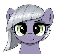 Size: 1524x1376 | Tagged: safe, artist:vomitvomiting, limestone pie, earth pony, pony, g4, blushing, female, head only, looking at you, mare, one sided smile, simple background, smiling, smiling at you, solo, transparent background