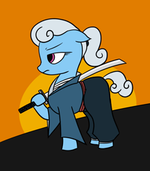 Size: 3000x3426 | Tagged: safe, artist:vomitvomiting, linky, shoeshine, pony, g4, clothes, female, katana, mare, samurai, solo, sword, weapon