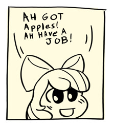 Size: 756x847 | Tagged: safe, anonymous artist, apple bloom, human, g4, adorabloom, chibi, cute, humanized, meme, open mouth, passepartout, ponified meme, solo, text