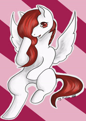 Size: 2507x3541 | Tagged: safe, artist:haodz, pegasus, pony, abstract background, signature, solo, starry eyes, wingding eyes