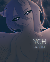 Size: 2400x3000 | Tagged: safe, artist:enderbee, oc, oc only, alicorn, earth pony, pegasus, unicorn, semi-anthro, auction, auction open, bid, bidding, commission, female, horn, lightning, looking at you, male, mare, solo, stallion, your character here