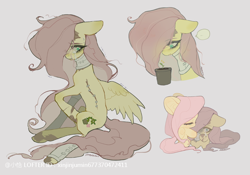 Size: 750x524 | Tagged: safe, artist:xinjinjumin677370472411, fluttershy, pegasus, pony, g4, amputee, neck brace, scar, solo