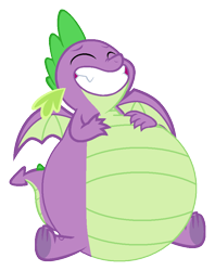 Size: 732x923 | Tagged: safe, artist:retroguy1990, spike, dragon, g4, circle tool, male, simple background, smiling, solo, stuffed belly, transparent background, winged spike, wings