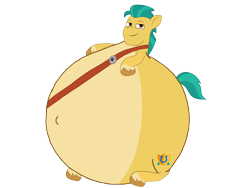 Size: 3264x2448 | Tagged: safe, artist:retroguy1990, hitch trailblazer, earth pony, pony, g5, my little pony: tell your tale, 1000 hours in ms paint, belly, big belly, circle tool, huge belly, impossibly large belly, inflation, male, simple background, solo, stallion, transparent background