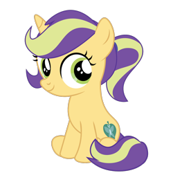 Size: 1200x1200 | Tagged: safe, artist:prixy05, oc, oc only, oc:fuji apple, pony, unicorn, g4, female, filly, foal, horn, magical lesbian spawn, offspring, parent:applejack, parent:starlight glimmer, parents:glimmerjack, simple background, solo, transparent background