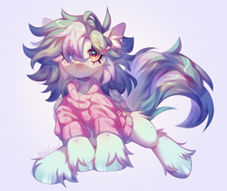 Size: 2008x1694 | Tagged: safe, artist:dedfriend, oc, oc only, pegasus, pony, clothes, eye clipping through hair, heterochromia, pegasus oc, solo, sweater