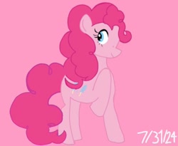 Size: 720x591 | Tagged: safe, artist:exineudnu, pinkie pie, earth pony, g4, female, pink, pink background, simple background, solo