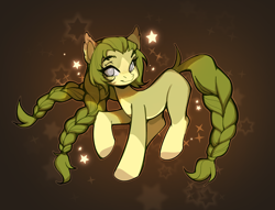 Size: 3814x2915 | Tagged: safe, artist:sugarstar, oc, oc only, earth pony, pony, artfight, blank flank, braid, looking at you, no pupils, smiling, solo, sparkles