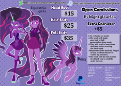 Size: 3508x2480 | Tagged: safe, artist:nightglowfan, sci-twi, twilight sparkle, alicorn, human, pony, unicorn, equestria girls, g4, commission, horn, long legs, midnight sparkle, opencommissions, slender, thin