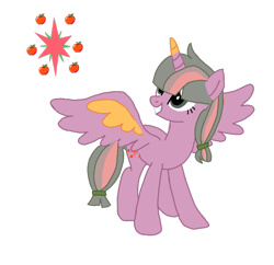 Size: 640x620 | Tagged: safe, artist:an_anonymous_anime, oc, oc only, alicorn, pony, g4, alicorn oc, base used, cutie mark, female, fusion, fusion:applejack, fusion:twijack, fusion:twilight sparkle, horn, simple background, smiling, solo, spread wings, transparent background, wings