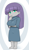 Size: 833x1419 | Tagged: safe, artist:batipin, maud pie, human, equestria girls, g4, 2d, arm under breasts, bangs, barefoot, blushing, breasts, busty maud pie, chibi, eyeshadow, feet, female, hand on chin, makeup, solo, toes