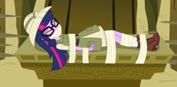 Size: 2917x1436 | Tagged: safe, alternate character, alternate version, artist:nie-martw-sie-o-mnie, part of a set, sci-twi, twilight sparkle, human, equestria girls, g4, read it and weep, bondage, boots, clothes, explorer outfit, eyes closed, gag, hat, peril, pith helmet, sci-twi outfits, shoes, skirt, socks, solo, tape, tape bondage, tape gag