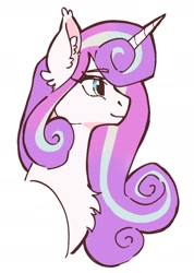 Size: 1088x1527 | Tagged: safe, artist:mayugraffiti, princess flurry heart, alicorn, pony, g4, chest fluff, eyebrows, eyebrows visible through hair, female, lidded eyes, mare, older, older flurry heart, profile, simple background, smiling, solo, white background