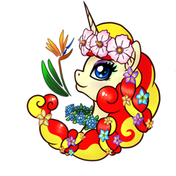 Size: 350x350 | Tagged: safe, artist:mesuyoru, oc, oc only, oc:miss libussa, pony, unicorn, czequestria, czequestria 202x, eyeshadow, female, female oc, floral head wreath, floral necklace, flower, flower in hair, gradient eyeshadow, head only, horn, makeup, mare, pony oc, profile picture, simple background, solo, transparent background, unicorn oc