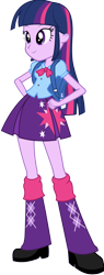 Size: 1625x4254 | Tagged: safe, artist:ytpinkiepie2, twilight sparkle, human, equestria girls, g4, backpack, boots, bowtie, clothes, cutie mark on clothes, female, hand on hip, high heel boots, leg warmers, necktie, shirt, shoes, simple background, skirt, solo, transparent background, twilight sparkle's skirt, vector