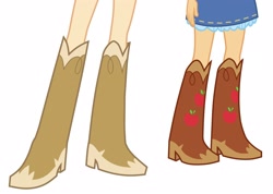 Size: 3086x2202 | Tagged: safe, applejack, human, equestria girls, g4, boots, boots shot, cowboy boots, cropped, duo, equestria girls-ified, high heel boots, legs, pictures of legs, shoes, simple background, solo, white background