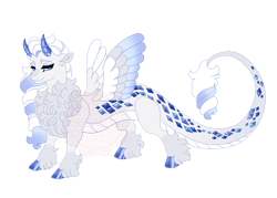 Size: 4200x3000 | Tagged: safe, artist:gigason, oc, oc only, oc:diamond doll, draconequus, hybrid, g4, adoptable, blue eyes, blue hooves, blue wingtips, chest fluff, cloven hooves, coat markings, colored belly, colored chest fluff, colored eyebrows, colored hooves, colored horns, colored pinnae, colored wings, colored wingtips, curly mane, curly tail, draconequus oc, dragon tail, ear fluff, eye markings, eyelashes, facial markings, feathered wings, floppy ears, gem, gradient hooves, gradient mane, gradient tail, gradient wings, gradient wingtips, gray coat, hooves, horns, hybrid oc, interspecies offspring, lidded eyes, looking back, mismatched wings, multicolored wings, nonbinary, nonbinary oc, obtrusive watermark, offspring, pale belly, parent:discord, parent:rarity, parents:raricord, shiny hooves, shiny horns, simple background, slender, smiling, snip (coat marking), socks (coat markings), solo, spread wings, standing, striped horns, tail, thick eyelashes, thin, three quarter view, transparent background, two toned mane, two toned tail, unshorn fetlocks, wall of tags, watermark, white belly, wings