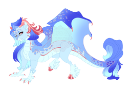 Size: 5000x3500 | Tagged: safe, artist:gigason, oc, oc only, oc:fate, draconequus, hybrid, g4, absurd resolution, adoptable, blue body, blue mane, blue tail, body markings, claws, cloven hooves, coat markings, colored belly, colored claws, colored eyebrows, colored hooves, colored horns, colored muzzle, colored pinnae, colored wings, concave belly, draconequus oc, dragon tail, dragon wings, ear fluff, eye markings, eyelashes, facial markings, fangs, female, female oc, frown, gradient hooves, gradient legs, gradient mane, gradient tail, hooves, hybrid oc, interspecies offspring, lidded eyes, long mane, looking back, magical threesome spawn, mismatched legs, multicolored wings, narrowed eyes, obtrusive watermark, offspring, pale belly, pale muzzle, parent:discord, parent:princess ember, parent:starlight glimmer, pink eyes, raised leg, red hooves, scales, shiny hooves, shiny horns, simple background, snip (coat marking), socks (coat markings), solo, standing, tail, tail markings, thin, three quarter view, transparent background, unshorn fetlocks, wall of tags, watermark, wing claws, wing markings, wings