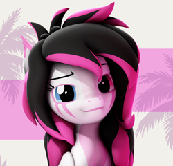 Size: 2250x2160 | Tagged: safe, artist:34lex, oc, oc only, oc:lunylin, pegasus, pony, g4, 3d, commission, cute, emo, enhanced ponies, female, looking at you, pegasus oc, pink background, poster, scene, scenecore, scenemo, simple background, smiling, smiling at you, source filmmaker