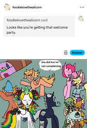 Size: 1179x1735 | Tagged: safe, artist:ask-luciavampire, pinkie pie, oc, dragon, earth pony, pegasus, pony, undead, unicorn, vampire, vampony, g4, ask, horn, tumblr