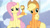 Size: 1920x1080 | Tagged: safe, artist:poniesmeme20, edit, edited screencap, screencap, applejack, fluttershy, earth pony, pegasus, pony, g4, newbie dash, season 6, cute, female, lesbian, ship:appleshy, shipping, sitting, smiling, toy, wat