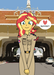 Size: 1920x2666 | Tagged: safe, artist:copy1234v2, sunset shimmer, human, equestria girls, g4, cambodia, clothes, cute, police uniform, shimmerbetes, uniform