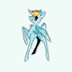 Size: 1080x1080 | Tagged: safe, artist:jie0086087, part of a set, rainbow dash, deer, deer pony, original species, peryton, g4, blue coat, concave belly, deerified, raised hoof, reindeer dash, simple background, slender, solo, species swap, thin, white background