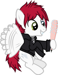 Size: 934x1199 | Tagged: safe, artist:lightningbolt, derpibooru exclusive, pegasus, pony, .svg available, awsten knight, baseball bat, buzzing wings, clothes, dyed mane, dyed tail, flying, grin, heterochromia, hood, hoodie, hoof hold, horseshoes, jewelry, long sleeves, male, necklace, ponified, show accurate, simple background, smiling, solo, stallion, svg, tail, toothbat, transparent background, vector, waterparks, wings