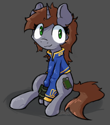 Size: 2810x3200 | Tagged: safe, artist:foxtrnal, oc, oc only, oc:littlepip, pony, unicorn, fallout equestria, clothes, cute, female, green eyes, happy, horn, jumpsuit, ocbetes, pipabetes, pipbuck, vault suit