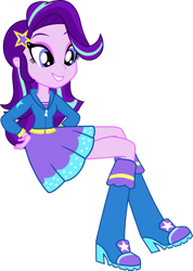 Size: 1280x1798 | Tagged: safe, artist:dustinwatsongkx, starlight glimmer, human, equestria girls, g4, boots, clothes, clothes swap, female, high heel boots, hoodie, shirt, shoes, simple background, skirt, solo, transparent background