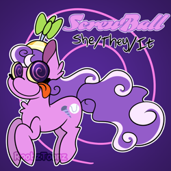 Size: 1000x1000 | Tagged: safe, artist:c0smicriff, screwball, earth pony, pony, g4, female, mare, pronouns, solo, tongue out