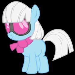 Size: 894x894 | Tagged: safe, artist:nerve-gas, photo finish, earth pony, pony, g4, black background, blank flank, female, filly, foal, simple background, solo, younger