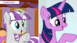 Size: 1192x670 | Tagged: safe, edit, edited screencap, screencap, twilight sparkle, twilight velvet, alicorn, pony, unicorn, g4, once upon a zeppelin, duo, duo female, episode needed, female, horn, like mother like daughter, like parent like child, mother and child, mother and daughter, twilight sparkle (alicorn)