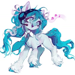 Size: 1440x1440 | Tagged: safe, artist:p0nyplanet, earth pony, pony, anime, hatsune miku, open mouth, open smile, ponified, simple background, smiling, solo, unshorn fetlocks, vocaloid, white background