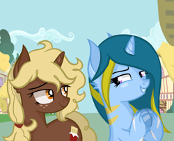 Size: 2048x1667 | Tagged: safe, artist:6hellboy9, oc, oc:kesha, pony, unicorn, cute, duo, duo female, female, friends, horn, mare