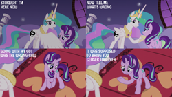 Size: 2000x1125 | Tagged: safe, edit, edited screencap, editor:quoterific, screencap, princess celestia, starlight glimmer, alicorn, pony, unicorn, a royal problem, g4, season 7, butt, dream realm, duo, duo female, female, glimmer glutes, horn, mare