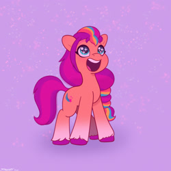 Size: 2480x2480 | Tagged: safe, artist:starburstuwu, sunny starscout, earth pony, pony, g5, hall-o-marers, my little pony: tell your tale, braid, braided ponytail, cute, daaaaaaaaaaaw, female, happy, mane stripe sunny, mare, open mouth, open smile, ponytail, smiling, solo, sparkly eyes, sunnybetes, wingding eyes