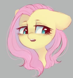 Size: 966x1023 | Tagged: safe, artist:melodylibris, fluttershy, pegasus, pony, g4, bust, female, floppy ears, gray background, mare, open mouth, portrait, simple background, solo