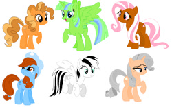 Size: 1280x800 | Tagged: safe, artist:julianarhian123, applejack, fluttershy, pinkie pie, rainbow dash, rarity, twilight sparkle, alicorn, earth pony, pegasus, pony, unicorn, g4, horn, mane six, recolor, simple background, white background