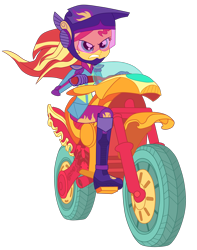 Size: 2928x3724 | Tagged: safe, alternate version, artist:gmaplay, sunset shimmer, human, equestria girls, g4, my little pony equestria girls: friendship games, boots, clothes, friendship games motocross outfit, friendship games outfit, gloves, helmet, motocross outfit, motorcross, motorcycle, motorcycle outfit, shoes, simple background, solo, transparent background, tri-cross relay outfit