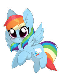 Size: 2550x3300 | Tagged: safe, artist:papilrux, rainbow dash, pegasus, pony, g4, blushing, chest fluff, cute, dashabetes, ear fluff, eye clipping through hair, female, high res, mare, simple background, smiling, solo, spread wings, tail, transparent background, wings