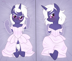 Size: 1920x1617 | Tagged: safe, artist:anri_emper, oc, oc only, oc:lustrous sheen, pony, unicorn, clothes, commission, crossdressing, dress, evening gloves, femboy, gloves, horn, long gloves, male, solo, wedding dress, ych result